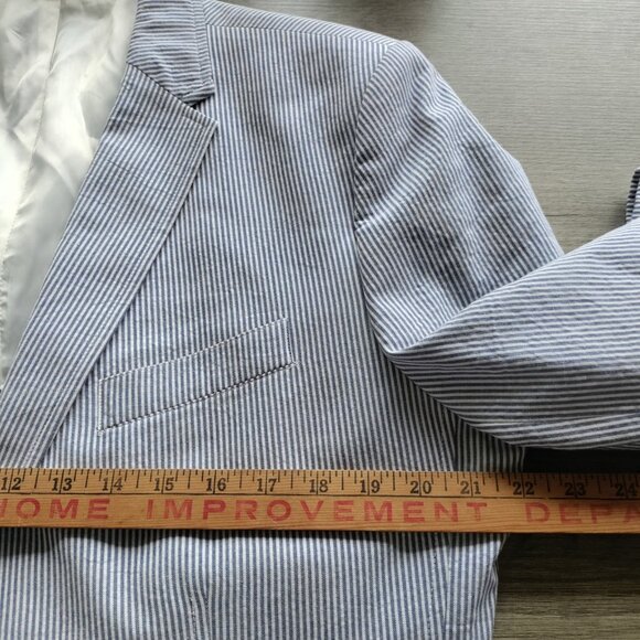 Izod Blue Preppy White Stripe Sport Coat Jacket Saltwater Size Large - Picture 9 of 13